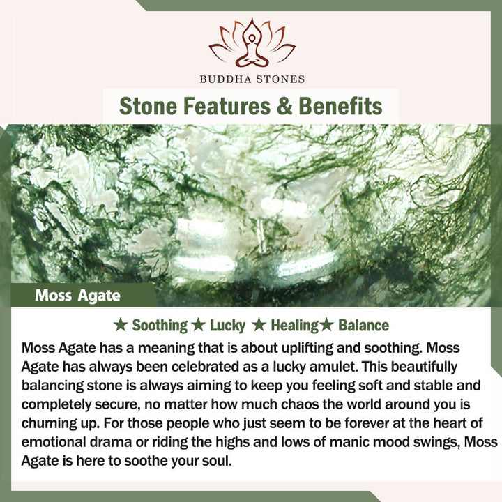 Buddha Stones Moss Agate Lucky Bead Soothing Bracelet - image 5
