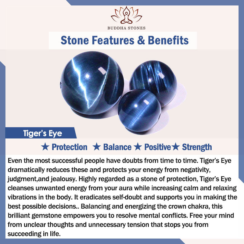 Buddha Stones Blue Tiger Eye Protection Bracelet - image 7