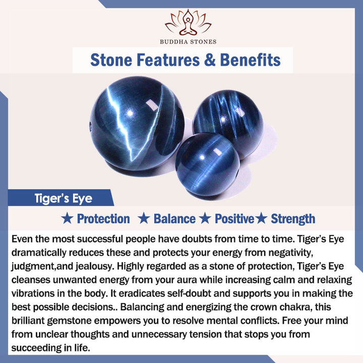 Buddha Stones Blue Tiger Eye Protection Bracelet - image 7