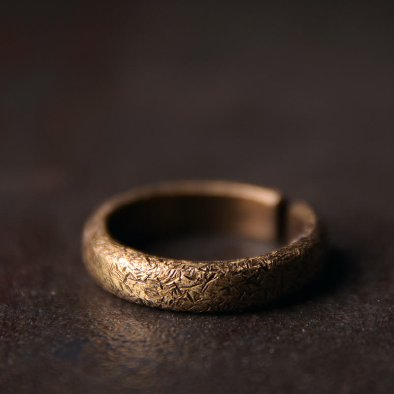 Buddha Stones Tibetan Vintage Texture Design Copper Luck Couple Ring - image 4