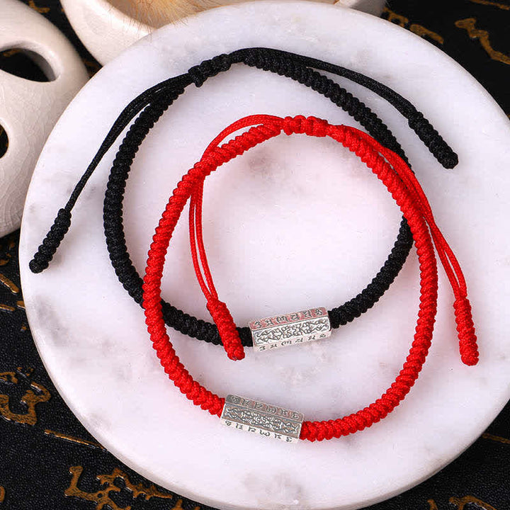 Buddha Stones Om Mani Padme Hum Luck Protection Red String Bracelet - image 1