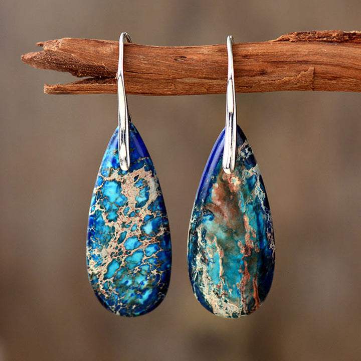 Emperor Stone Healing Crystal Earrings - Blue Emperor Stone - image 0