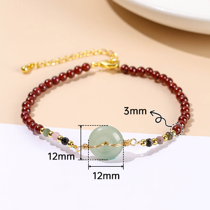 Buddha Stones Natural Garnet Peace Buckle Bead Calm Bracelet - image 9