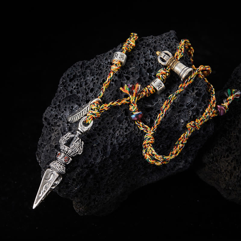 Buddha Stones Tibetan Handmade 925 Sterling Silver Dorje Vajra Om Mani Padme Hum Feather Strength Necklace Pendant - Dorje/Vajra(Enlightenment♥Spiritual Power) - image 0