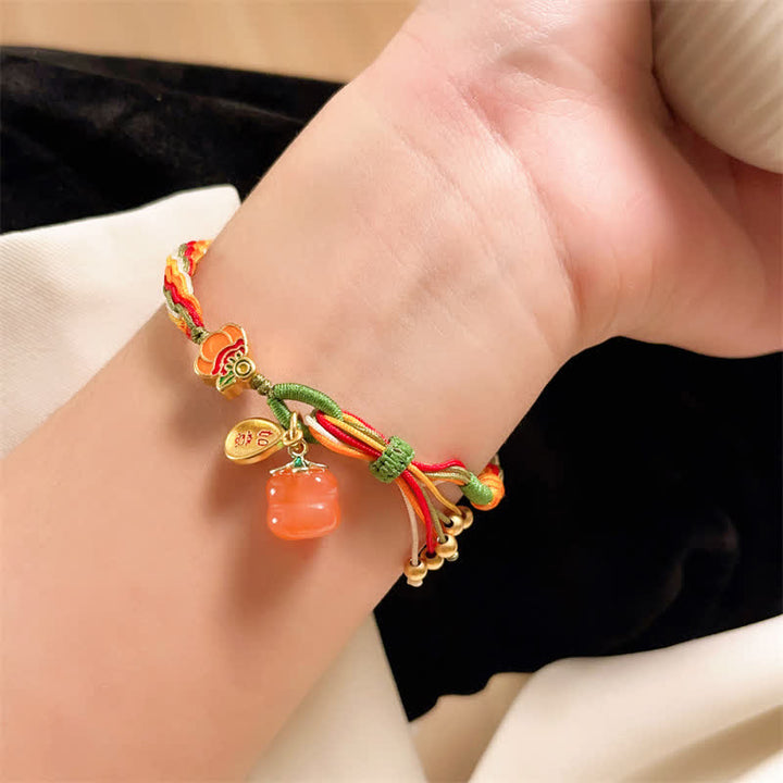 Buddha Stones Persimmon Red Agate Strength Reincarnation Knot Braid String Bracelet - image 8