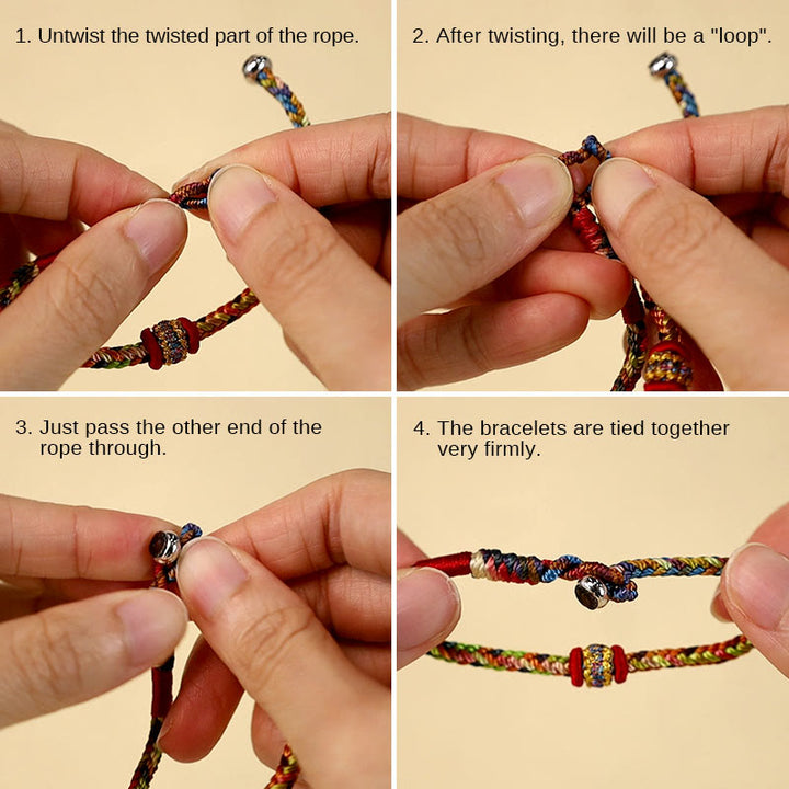 Buddha Stones Handmade Dragon Boat Festival Luck Colorful Rope Child Adult Bracelet - image 5