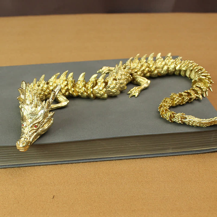 Buddha Stones Brass Copper Dragon Wealth Luck Protection Statue Figurine Home Decoration - Gold - image 7