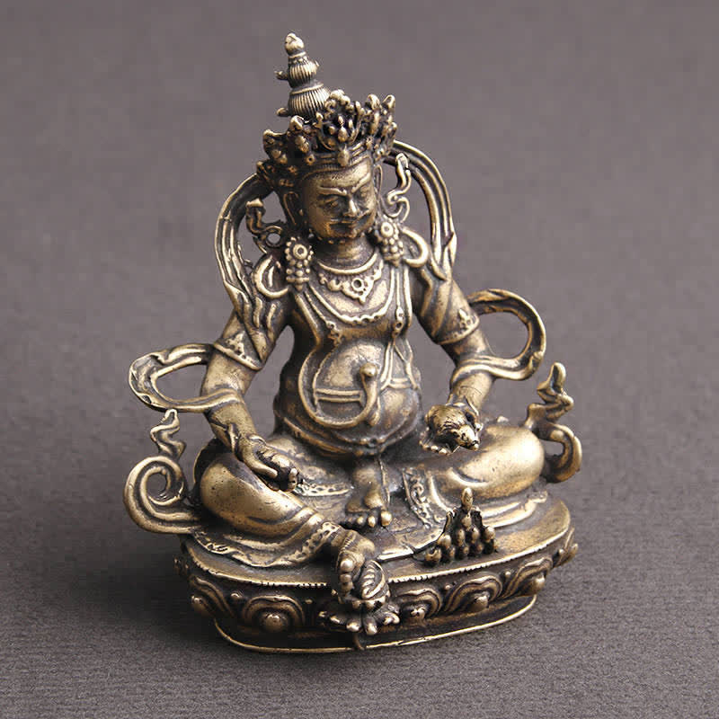 Buddha Stones Yellow Jambhala Bodhisattva Figurine Serenity Copper Statue Decoration - image 1