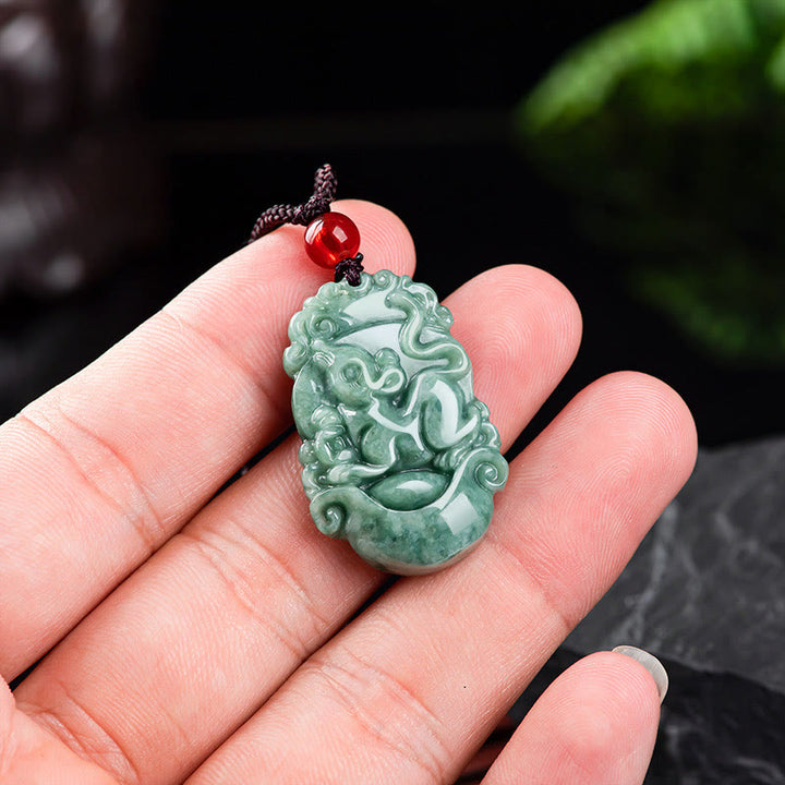 Buddha Stones Natural Jade 12 Chinese Zodiac Prosperity Necklace Pendant - image 8