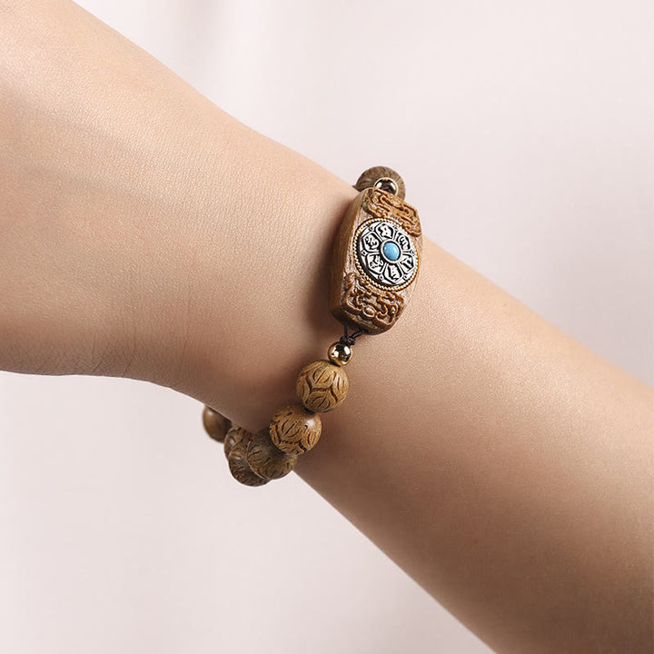 Buddha Stones Green Sandalwood Ebony Wood Sandalwood Om Mani Padme Hum Soothing Bracelet - image 11