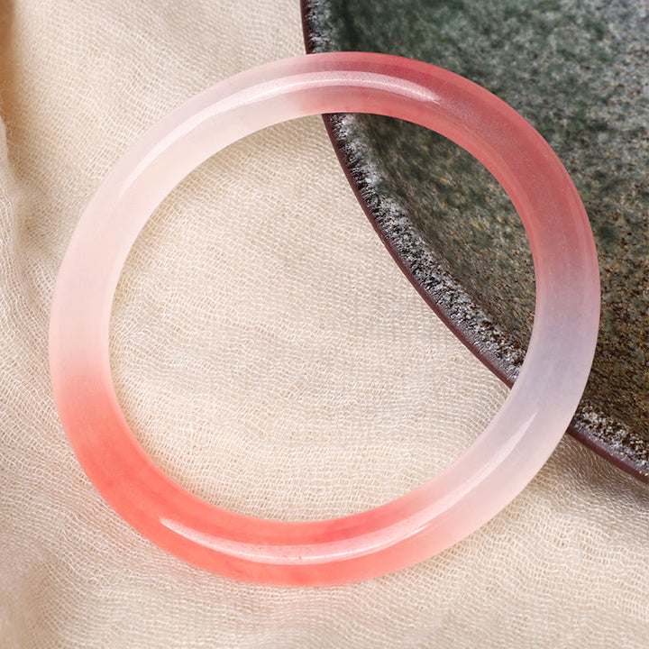 Buddha Stones Pink Golden Silk Jade Wealth Bracelet Bangle - image 2