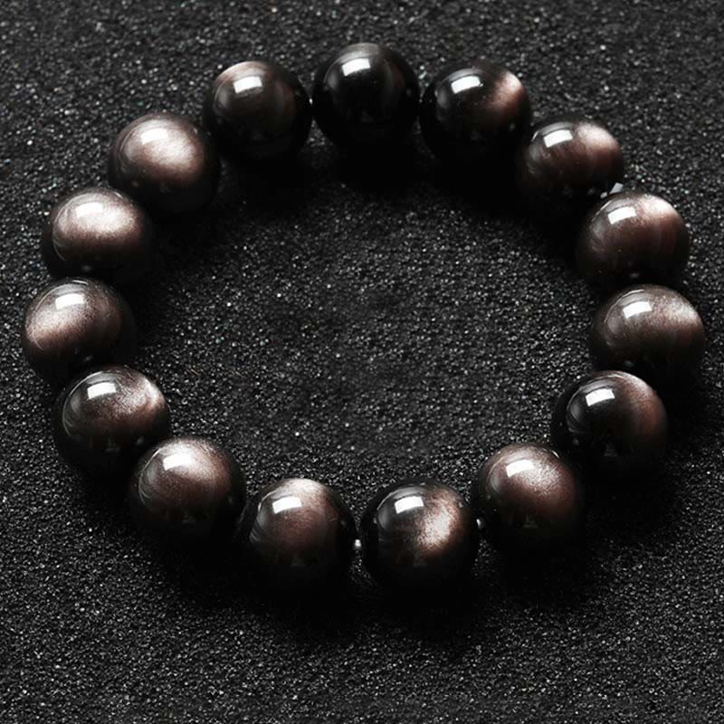Buddha Stones Natural Silver Sheen Obsidian Soothing Protection Bracelet - image 11