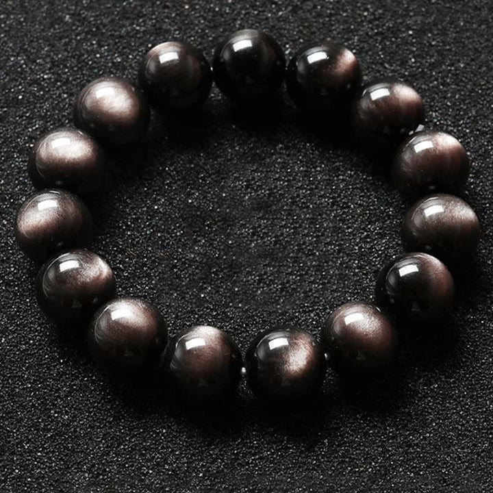 Buddha Stones Natural Silver Sheen Obsidian Soothing Protection Bracelet - image 11