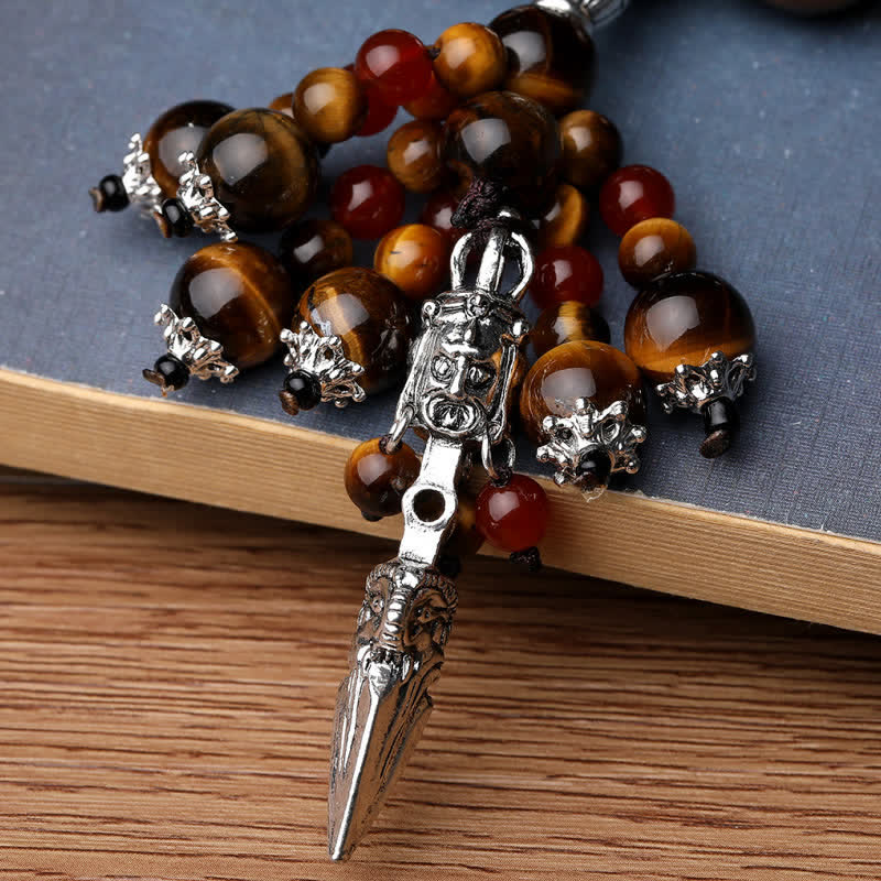 Buddha Stones Natural Tiger Eye Red Agate Dragon Vein Agate Stone Vajra Dorje Power Healing Bracelet Car Decoration - image 1