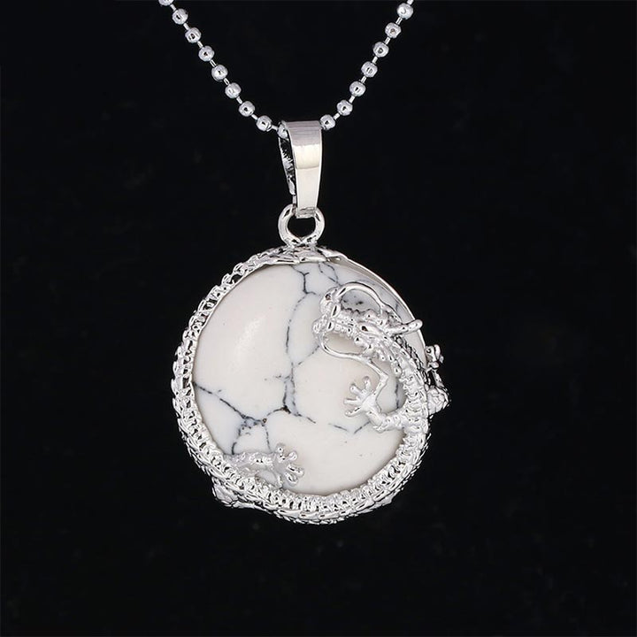 Buddha Stones Chinese Dragon Natural Quartz Crystal Healing Energy Necklace Pendant - White Turquoise - image 31