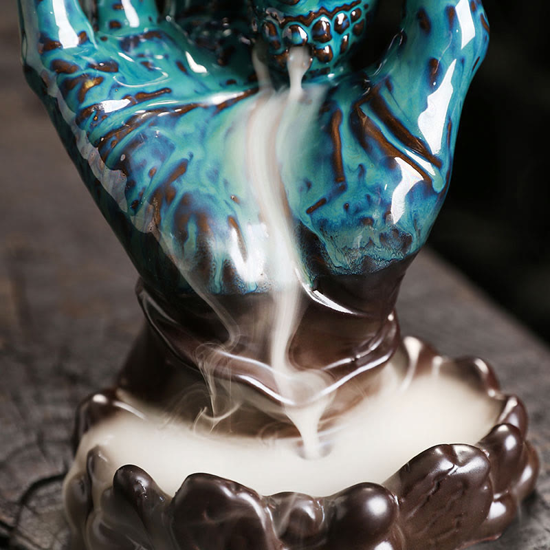 Buddha Stones Halloween Ghost Hand Skull Head Ceramic Peace Healing Incense Burner Decoration - image 12