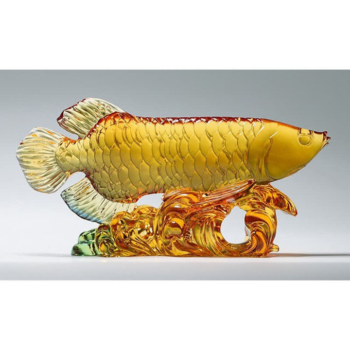 Buddha Stones Handmade Liuli Crystal Koi Fish Art Piece Luck Home Office Decoration - image 3