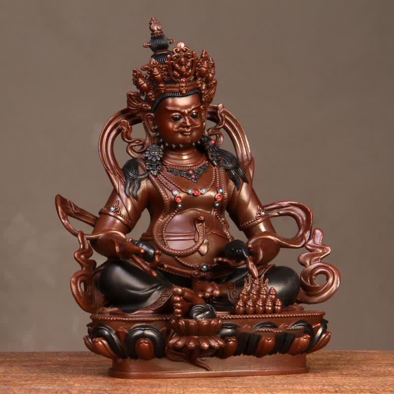 Buddha Stones Yellow Jambhala Bodhisattva Figurine Compassion Copper Statue Home Office Decoration - image 1