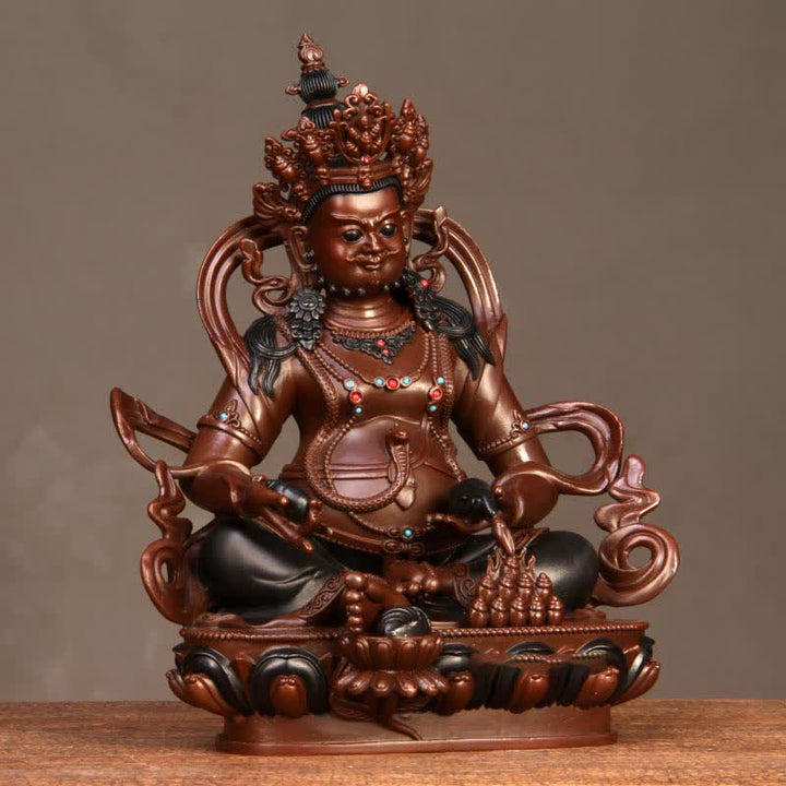 Buddha Stones Yellow Jambhala Bodhisattva Figurine Compassion Copper Statue Home Office Decoration - image 1