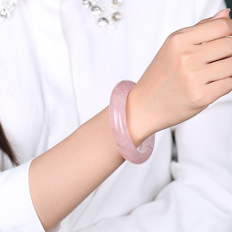 Buddha Stones  Natural Rose Quartz Love Caring Bracelet Bangle - image 4