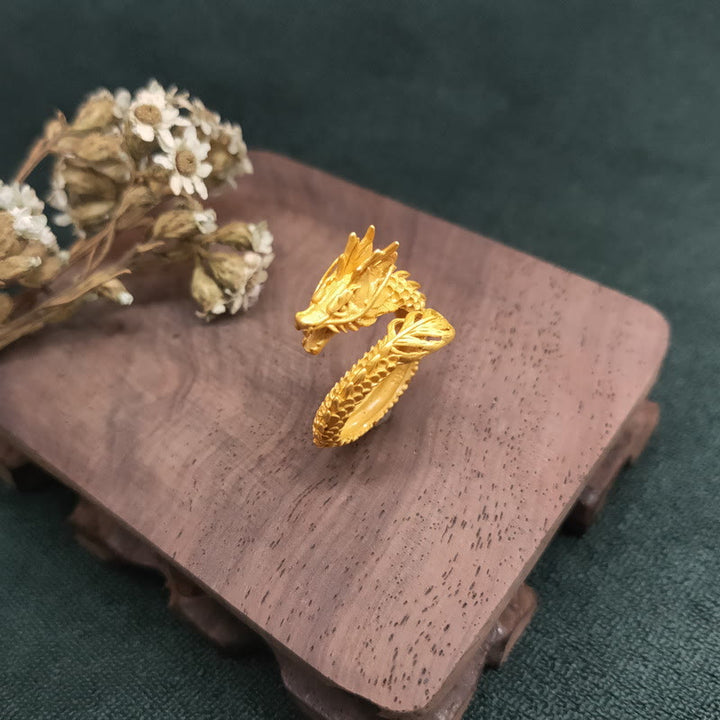Buddha Stones Golden Dragon Success Strength Ring - image 3