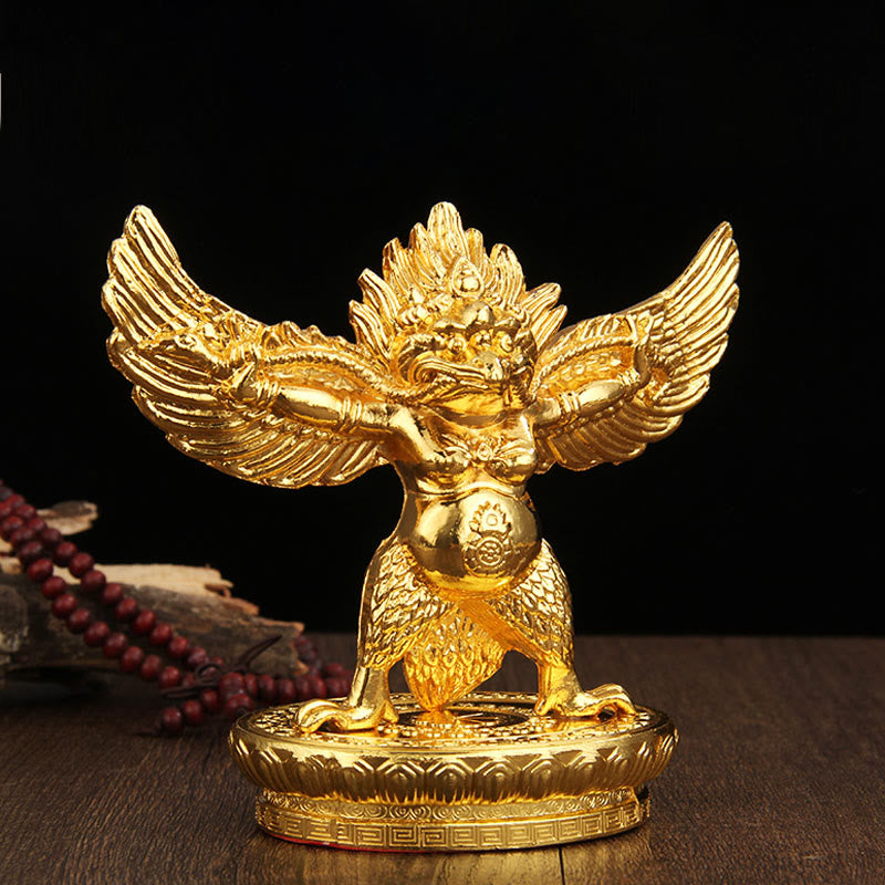 Buddha Stones Tibetan Gold Garuda Bird Alloy Protection Home Decoration - Gold Garuda Bird(Wisdom♥Protection) - image 0