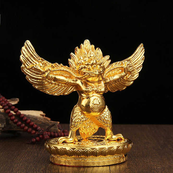 Buddha Stones Tibetan Gold Garuda Bird Alloy Protection Home Decoration - Gold Garuda Bird(Wisdom♥Protection) - image 0
