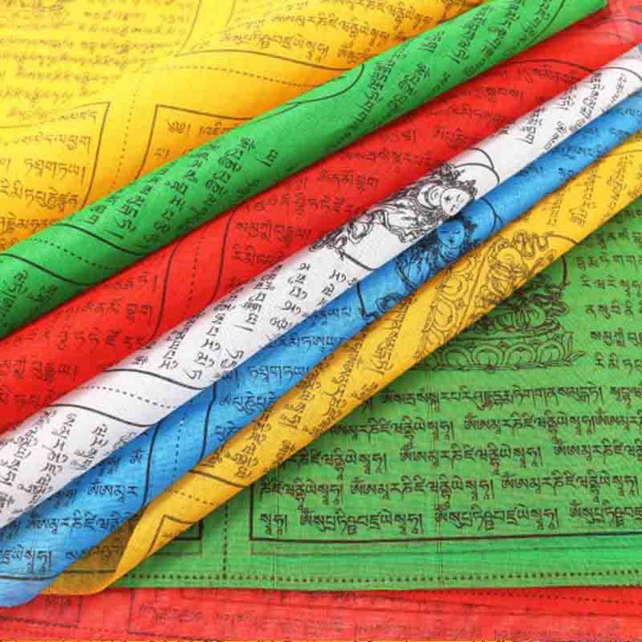 Tibetan 5 Colors Windhorse Auspicious Outdoor 25 Pcs Prayer Flag - image 1