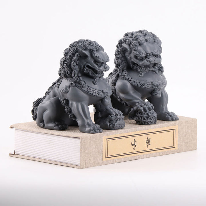 Buddha Stones 2Pcs Lion Statue Courage Strength Resin Home Office Decoration - image 11