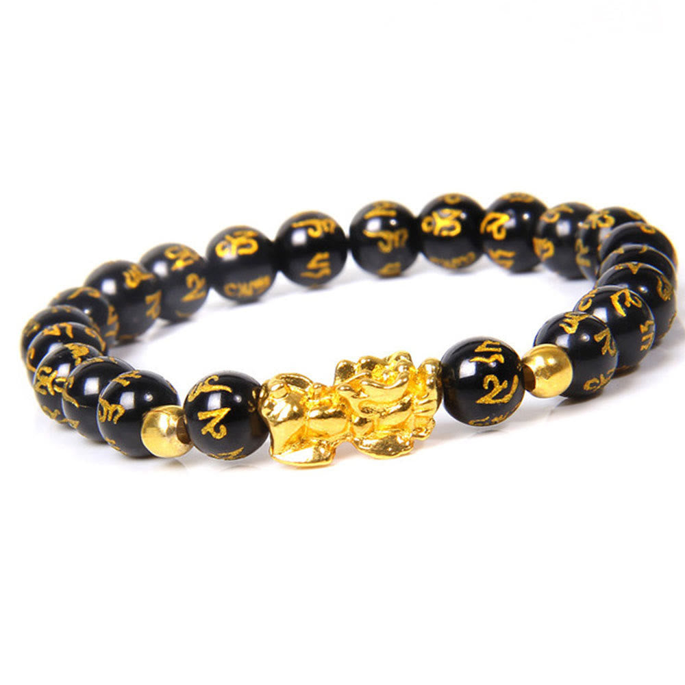 Buddha Stones FengShui Lucky Pixiu Obsidian Wealth Bracelet - 1 - image 0