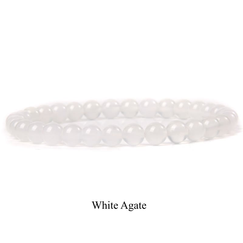 Buddha Stones Natural Stone Quartz Healing Beads Bracelet - 8mm - White Agate - image 49
