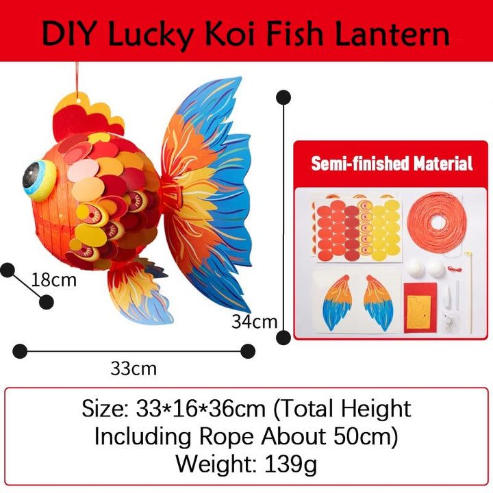 Buddha Stones DIY Good Luck Koi Fish Paper Lantern Lamp Mid-Autumn Festival Child Kids Lantern Decoration - DIY Lucky Koi Fish Lantern 33*18*34cm - image 11