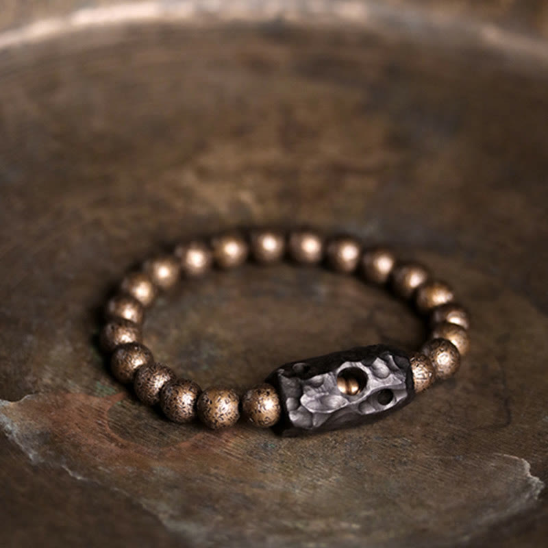 Buddha Stones Tibet Ebony Wood Copper Peace Balance Beaded Bracelet - image 7