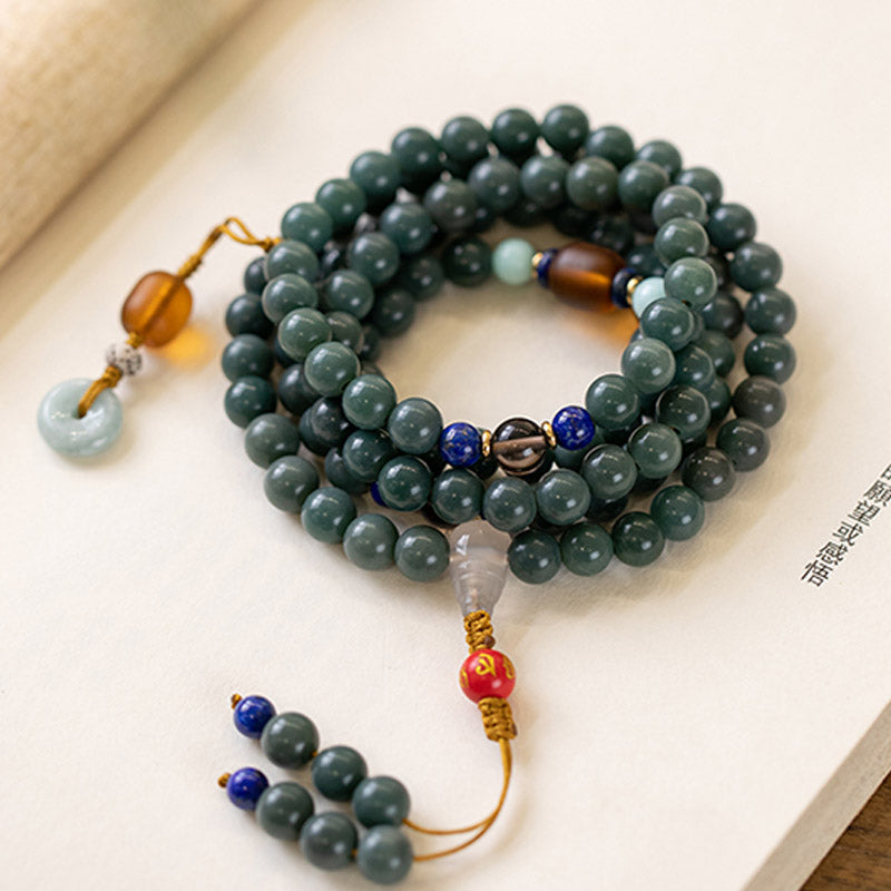 Buddha Stones 108 Beads Bodhi Seed Blessing Meditation Bracelet Mala - Green - image 3