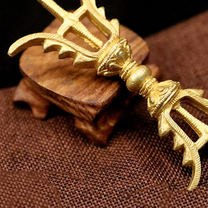Buddha Stones Handmade Nepal Five Prong Three Prong Vajra Dorje Strength Copper Decoration - image 14