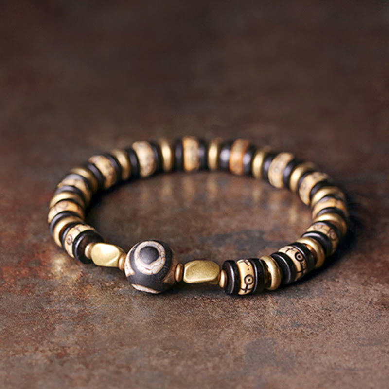 Buddha Stones Tibetan Bone Beads Ebony Wood Strength Bracelet - image 4