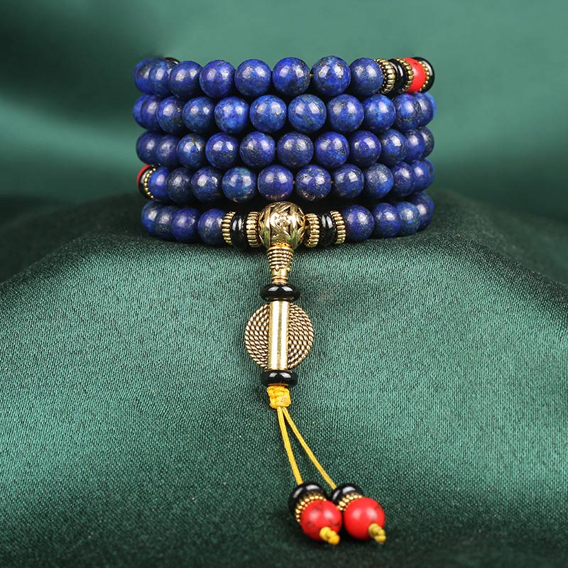 Buddha Stones Tibetan Mala Lapis Lazuli Positive Bracelet - image 6