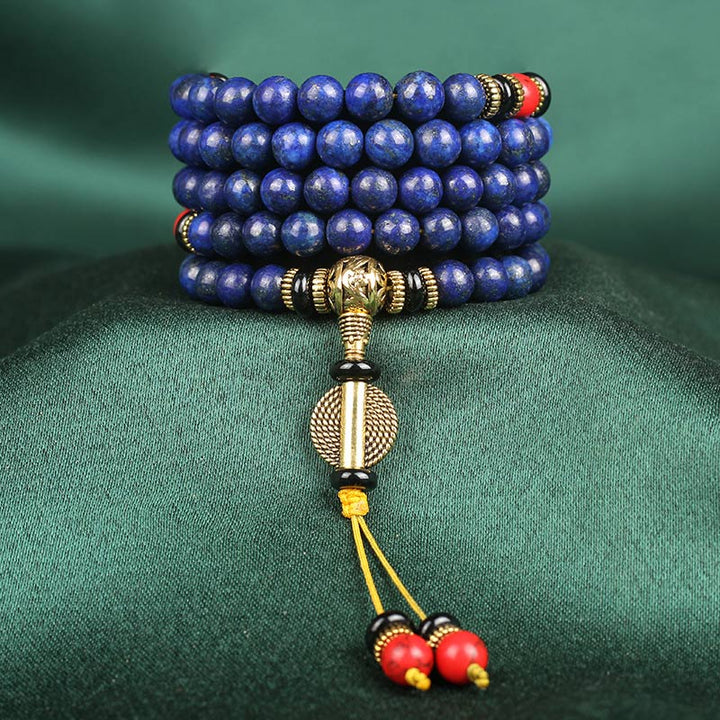 Buddha Stones Tibetan Mala Lapis Lazuli Positive Bracelet - image 6