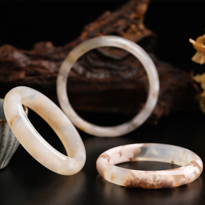 Natural Sakura Agate Peace Bracelet Bangle - image 3