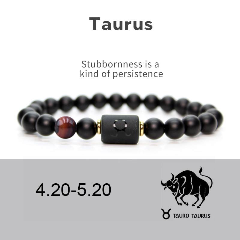 Buddha Stones 12  Constellations of the Zodiac Black Onyx Adjustable Bracelet - Taurus - image 3