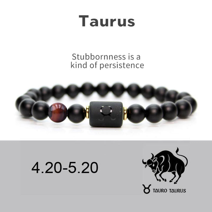 Buddha Stones 12  Constellations of the Zodiac Black Onyx Adjustable Bracelet - Taurus - image 3