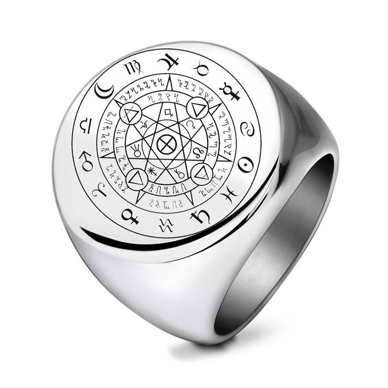 Buddha Stones 12 Constellations of the Zodiac Protection Blessing Ring - Silver - US12 - image 6