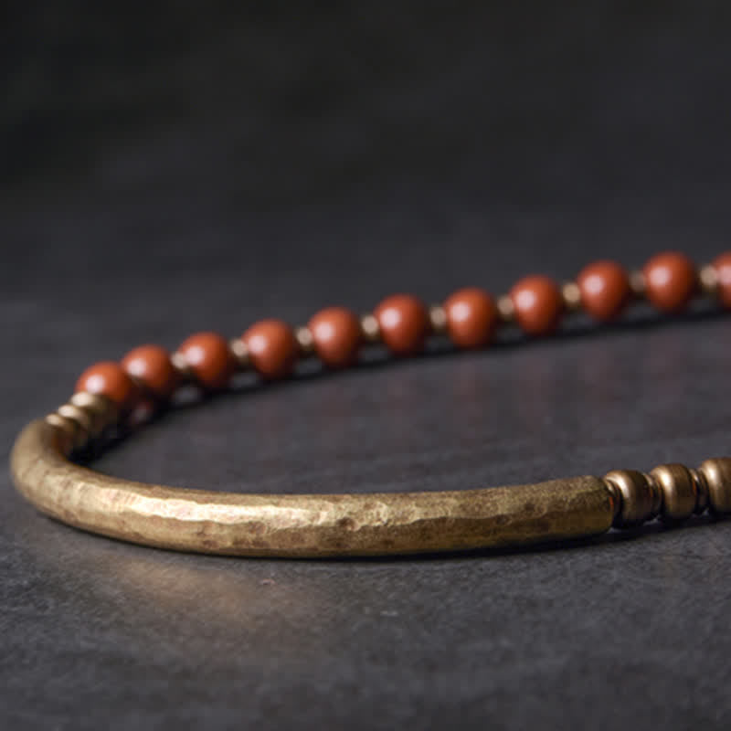 Buddha Stones Red Jasper Moss Agate Black Obsidian Crystal Copper Peace Couple Bracelet - image 7