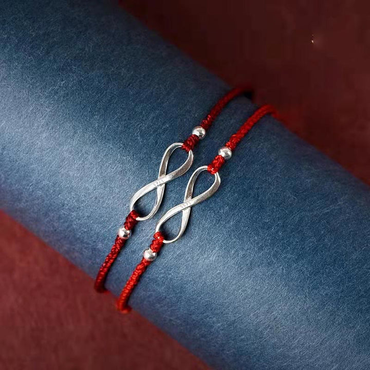 Buddha Stones 925 Sterling Silver Endless Knot Protection Luck Red String Bracelet Anklet - image 3