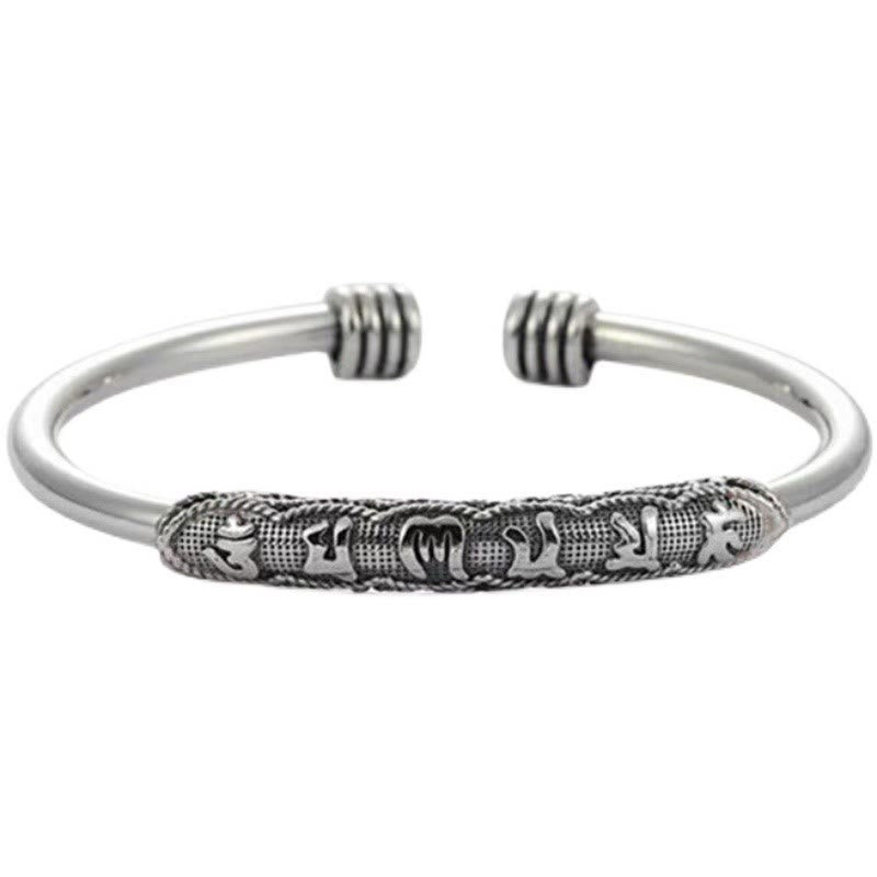 Buddha Stones Om Mani Padme Hum Engraved Peace Cuff Bracelet Bangle - image 1