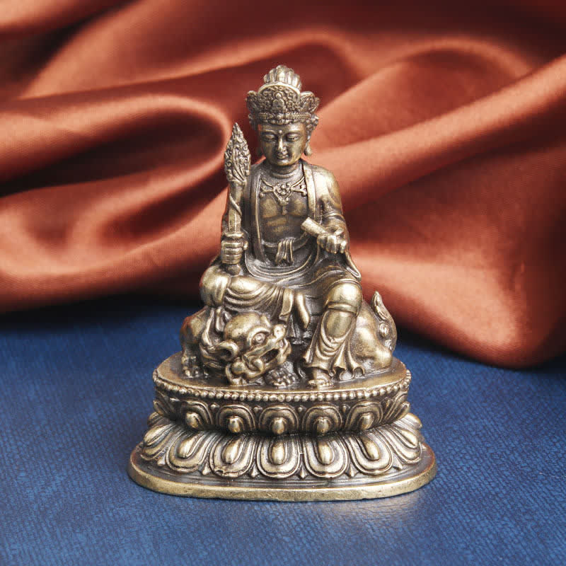 Buddha Stones Manjusri Bodhisattva Serenity Copper Statue Decoration - 49*64mm - image 0