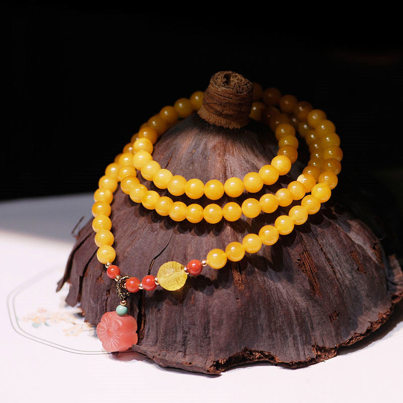 Amber Healing Balance Necklace Flower Charm Bracelet - Amber - image 0