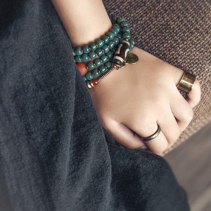 Buddha Stones 108 Mala Beads Bodhi Seed Dzi Bead Wisdom Bracelet - image 3