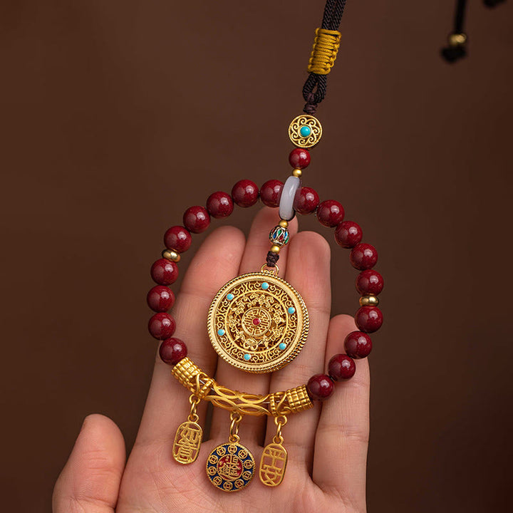 Buddha Stones Natural Cinnabar Wish Ruyi Peace Blessing Car Hanging Decoration - image 2