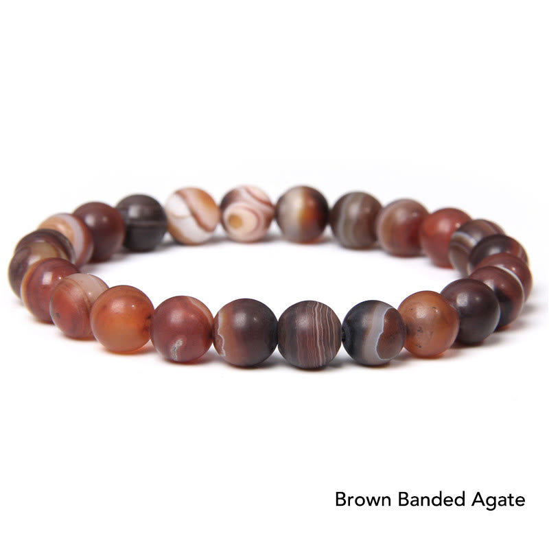 Natural Agate Stone Crystal Balance Beaded Bracelet - Brown Banded Agate - image 5